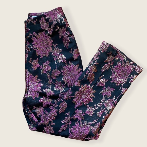 ❄️ HP ❄️ EUC Luella Cigarette Pant in Metallic Jacquard Black/Pink Size Small - Picture 12 of 15